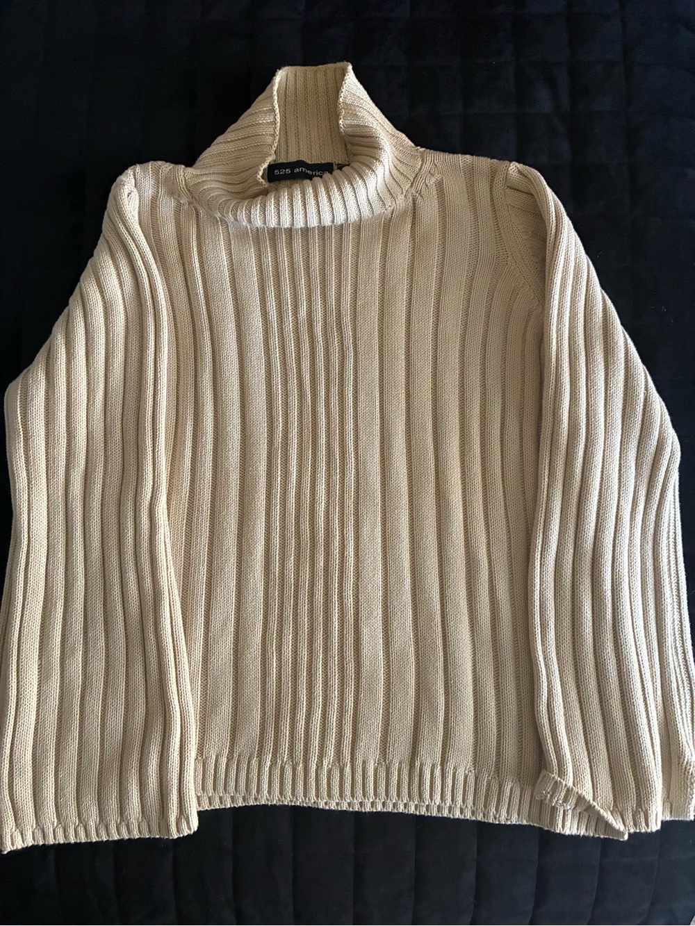 525 America Cream Ribbed Turtleneck Sweater